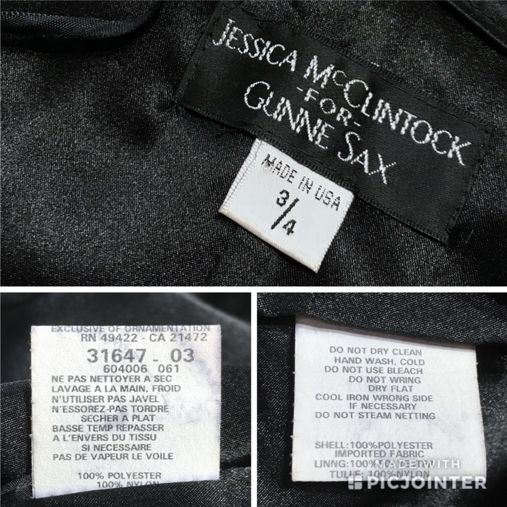 Jessica McClintock Gunne Sax Vintage Black & White Polka Dot Dress Size 3/4 - Picture 5 of 7